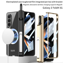 Load image into Gallery viewer, Magnetic Magsafe Wireless Charge Electroplated Pen Box Bracket Phone Case For Samsung Galaxy Z Fold 4 5G
