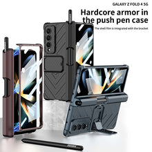 Load image into Gallery viewer, Magnetic Mech S Pen Slot Hinge Holder All-included Phone Cover For Samsung Galaxy Z Fold4 5G With Back Screen Glass Protector
