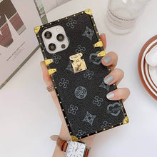 Load image into Gallery viewer, 2021 Luxury Brand Square Flower Leather Phone Case For Iphone 12 Mini 11 Pro X XR XS MAX 7 8 6S Plus Fashion Wrist Bracket Back Cover
