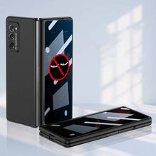 Load image into Gallery viewer, Leather Tempered Glass Case For Samsung Galaxy Z Fold 2 Luxury Carbon Fiber Plating Cover With Screen
