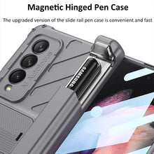 Load image into Gallery viewer, Magnetic Armor All-included Slide Pen Case With Back Screen Glass Hinge Holder Phone Cover For Samsung Galaxy Z Fold3 Fold4 5G
