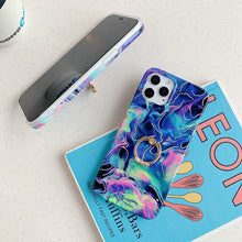 Load image into Gallery viewer, 2021 Laser Marble Pattern Ring Holder Protective Cover For iPhone 13 Pro Max 12 Mini 11 XS XR 7 8 Plus SE 2020
