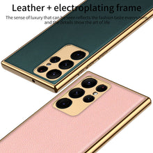Load image into Gallery viewer, 2022 Luxury Leather Camera All-inclusive Electroplating Process Cover For Sumsang Galaxy S22 S21 Ultra Plus

