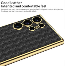 Load image into Gallery viewer, Woven Texture Electroplated Leather Phone Case For Samsung S24 S23 Ultra Plus
