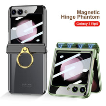 Load image into Gallery viewer, Luxurious Magnetic Hinge Electroplated Clear All-inclusive Protective Phone Case For Samsung Galaxy Z Flip5 Flip4 With Ring Holder - mycasety2023 Mycasety
