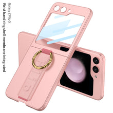 Load image into Gallery viewer, Premium Wristband Ring Holder Phone Case With Back Screen Protector For Samsung Galaxy Z Flip5 Flip4 Flip3

