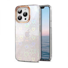 Load image into Gallery viewer, 2021 Transparent Laser Four-Leaf Clover Love Pattern iPhone Case
