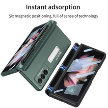 Load image into Gallery viewer, Magnetic Frame Plastic Stand Tempered Glass Screen All-included Case With Pen Slot For Samsung Galaxy Z Fold 3 5G
