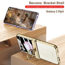 Load image into Gallery viewer, Luxurious Magnetic Hinge Electroplated Clear All-inclusive Protective Phone Case For Samsung Galaxy Z Flip5 Flip4 With Ring Holder - mycasety2023 Mycasety

