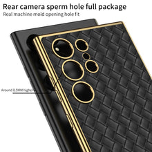 Load image into Gallery viewer, Woven Texture Electroplated Leather Phone Case For Samsung S24 S23 Ultra Plus
