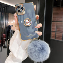 Load image into Gallery viewer, 2021 Luxury Electroplating Kitten Ring iPhone Case With Hairball
