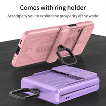 Load image into Gallery viewer, Magnetic Armor Ring Holder Case For Samsung Galaxy Z Flip 3 5G With Lens Protection Cap
