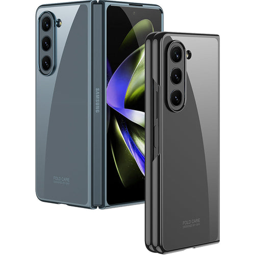 Electroplated Phantom Galaxy Z Fold 5 Case with Front Screen Tempered Glass Protector & Ring - mycasety2023 Mycasety