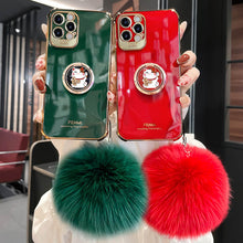 Load image into Gallery viewer, 2021 Luxury Electroplating Kitten Ring iPhone Case With Hairball
