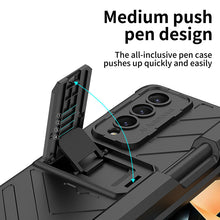Load image into Gallery viewer, Magnetic Mech S Pen Slot Hinge Holder All-included Phone Cover For Samsung Galaxy Z Fold4 5G With Back Screen Glass Protector

