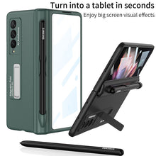 Load image into Gallery viewer, Magnetic Frame Plastic Stand Tempered Glass Screen All-included Case With Pen Slot For Samsung Galaxy Z Fold 3 5G
