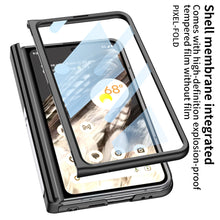 Load image into Gallery viewer, Magnetic All-inclusive Woven Pattern Case With Tempered Film For Google Pixel Fold With Damped Folding Bracket
