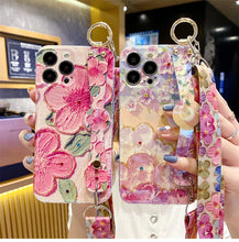 Load image into Gallery viewer, New Oil Painting Flower Wristband iPhone Case with Messenger Rope - mycasety2023 Mycasety
