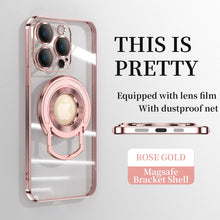 Load image into Gallery viewer, Magnetic Suction Bracket Electroplated Clear Protective Phone Case For iPhone
