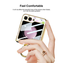 Load image into Gallery viewer, Electroplating Ring Holder Drop-proof Phone Case With Back Screen Protector For Samsung Galaxy Z Flip5 Flip4 Flip3 - mycasety2023 Mycasety
