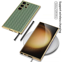 Load image into Gallery viewer, Woven Texture Electroplated Leather Phone Case For Samsung S24 S23 Ultra Plus
