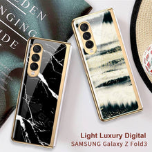 Load image into Gallery viewer, Natural Marble Glass Case For Samsung Galaxy Z Fold 3 5G
