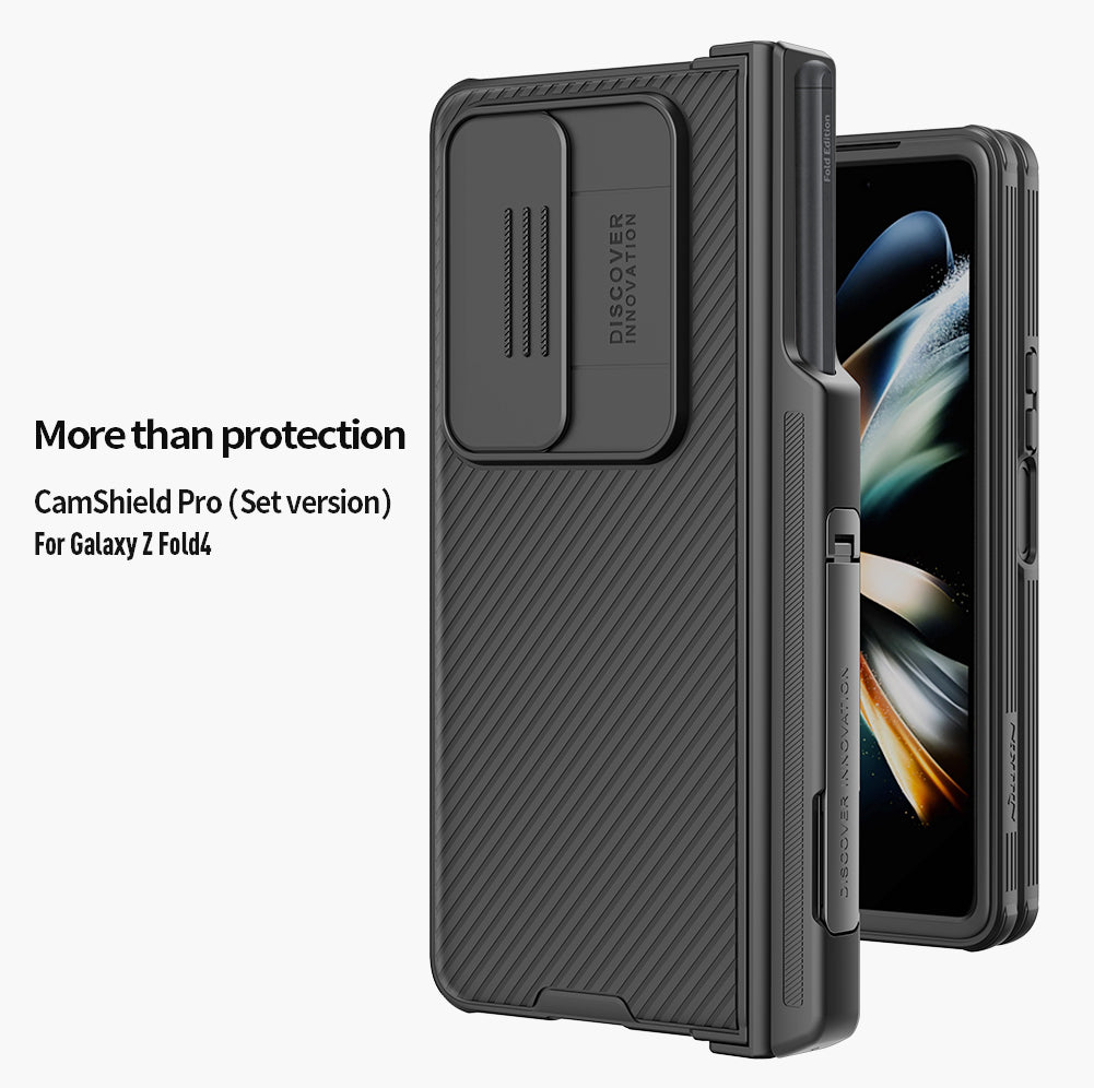 For Samsung Galaxy Z Fold 4 Case CamShield Pro Slide Camera Back Protector Cover Kickstand With S-Pen Pocket For Z Fold4