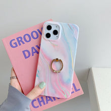 Load image into Gallery viewer, 2021 Laser Marble Pattern Ring Holder Protective Cover For iPhone 13 Pro Max 12 Mini 11 XS XR 7 8 Plus SE 2020
