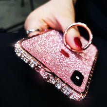 Load image into Gallery viewer, Diamond High Quality Line Black Glitter Ring Phone Case For iPhone
