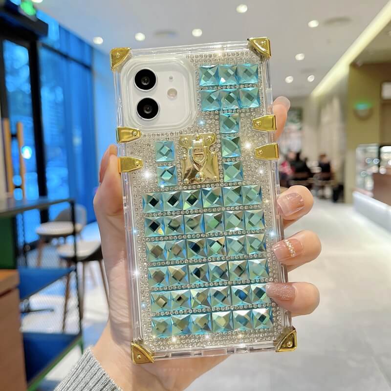 2021 Luxury Diamond Crystal Square Case For iPhone