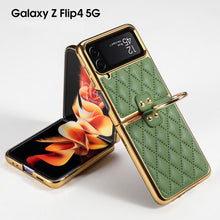 Load image into Gallery viewer, Luxury Leather Electroplating Diamond Protective Cover For Samsung Galaxy Z Flip 4 5G
