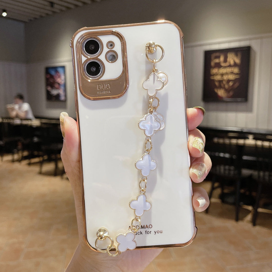 2021 Luxury Electroplated Gold Plating Four Leaf Clover Bracelet Case For iPhone 12Pro MAX 11 XS XR 7 8 Plus