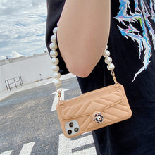 Load image into Gallery viewer, 2021 Luxury Brand Leather Pearl Bracelet Case For iPhone

