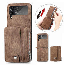Load image into Gallery viewer, Wallet Case For Samsung Galaxy Z Flip4 Flip3 with Detachable Card Slot Kickstand Zipper - GiftJupiter
