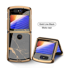 Load image into Gallery viewer, Luxury Plating Fold Case Plexiglass Pattern Shockproof Edge Cover For Motorola Moto Razr 5G
