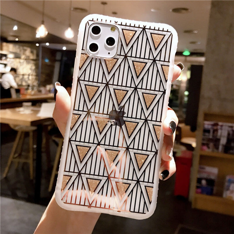 2020 Plating Triangle Full Mirror Glitter Case For iPhone