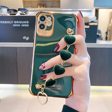 Load image into Gallery viewer, 2021 Luxury Electroplated Gold Plating Heart Fabric Bracelet Case For iPhone 12Pro MAX 11 XS XR 7 8 Plus
