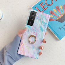 Load image into Gallery viewer, Laser Marble Pattern Ring Holder Protective Cover For Samsung S22 S21 S20 S10 Note20 Note10A72 A52 A42 A32
