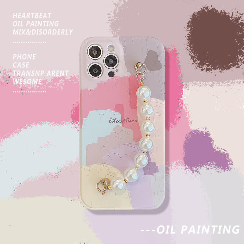 Beautiful landscape Oil Painting pPattern Pearl Bracelet Case For iPhone