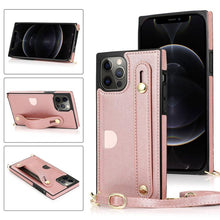 Load image into Gallery viewer, 2021 Luxury Brand Leather Stand Holder Square Case For iPhone 12 Pro Max Mini 11 XS XR 6 7 8 Plus SE 2020 Cover
