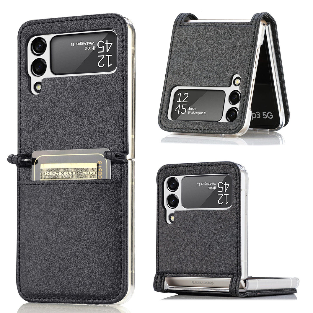 Luxury Card Holder Drop Protection Folio Cover For Samsung Galaxy Z Flip 3 5G pphonecover