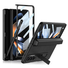 Load image into Gallery viewer, Magnetic Folding Full Wrap Protective Pen Case With Back Screen Glass Hinge Holder Leather Phone Cover For Samsung Galaxy Z Fold3 Fold4 5G
