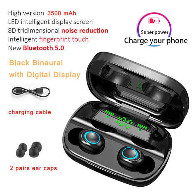 Hembeer Bluetooth Wireless Headphones with Microphone 3500mah Waterproof Earphones HIFI Stereo Noise Cancelling Earbud