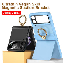 Load image into Gallery viewer, Magnetic Hinge Ring Bracket Leather Case For Samsung Galaxy Z Flip4 5G
