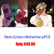 Load image into Gallery viewer, Hair Ball Airbag Bracket Diamond Samsung Huawei iPhone Case
