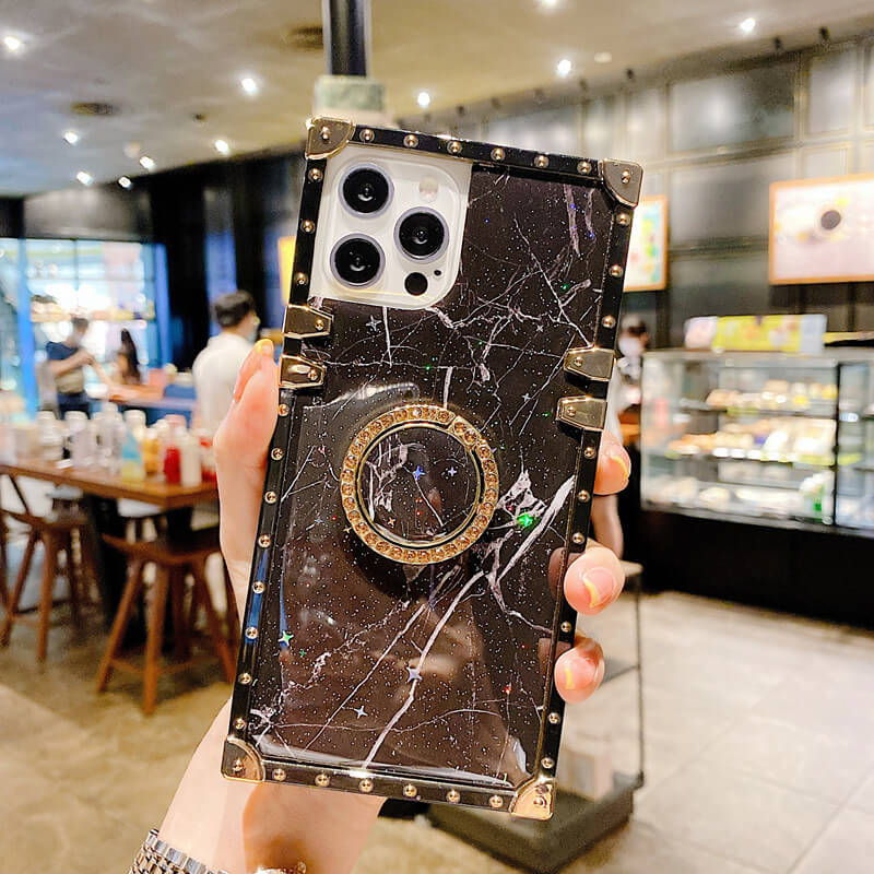 2021 Luxury Brand Marble Glitter Square Case For Samsung