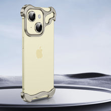 Load image into Gallery viewer, Frameless Aluminum Alloy Metal Corner Pad Anti-Fall Phone Case With Lens Protective Film For iPhone
