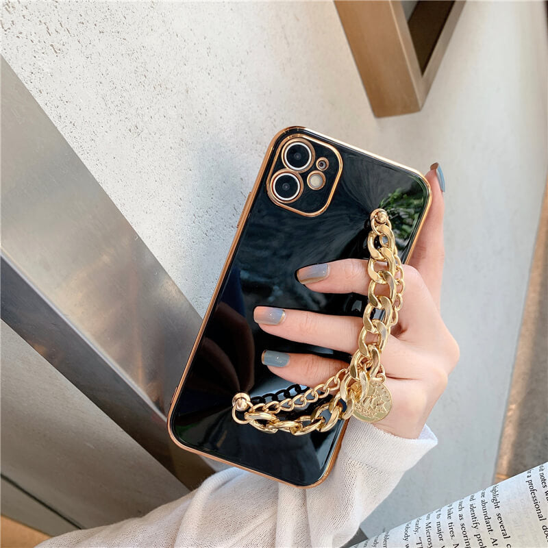 2021 Luxury Camera All-inclusive Electroplating Process Metal Coin Bracelet Case for iPhone