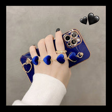 Load image into Gallery viewer, Luxury Plating Heart Fabric Bracelet Hand Holder Cover for iPhone
