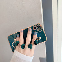 Load image into Gallery viewer, 2021 Luxury Plating Heart Fabric Bracelet Hand Holder Cover for iPhone
